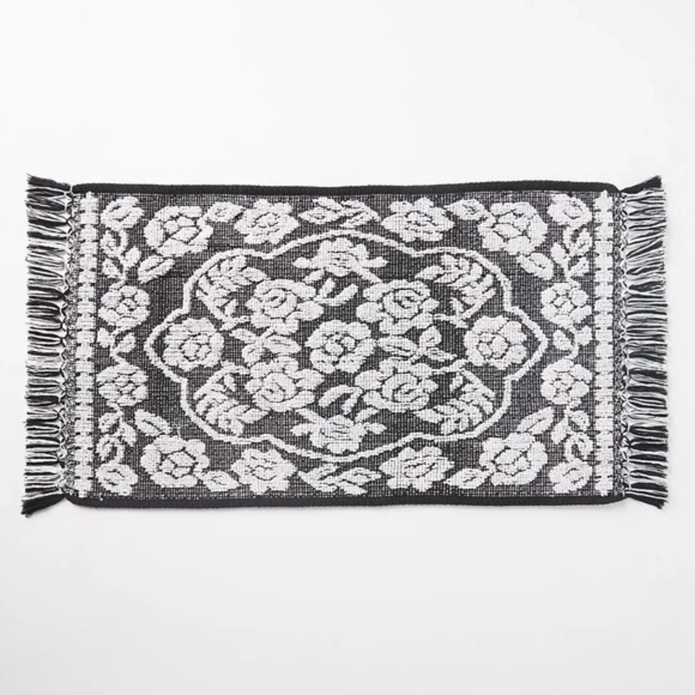 Woven Nellie Bath Mat-BLACK & WHITE